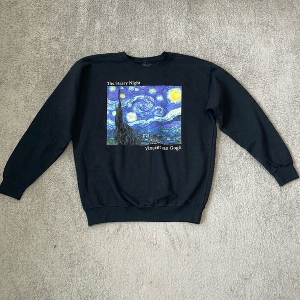 EC Pierce Archive Black Crewneck "The Stary Night" Sweatshirt - Size Large